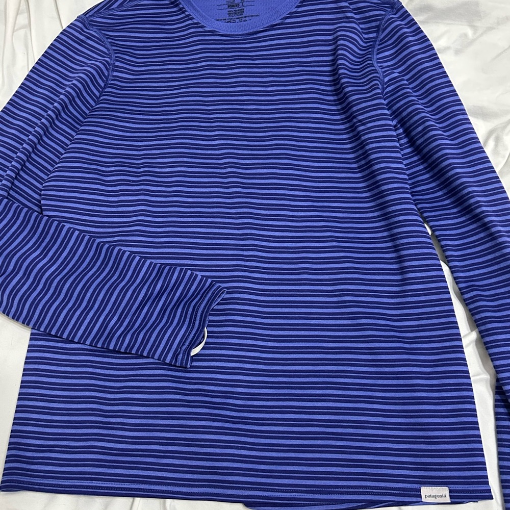Patagonia Blue Long Sleeve Striped Tee